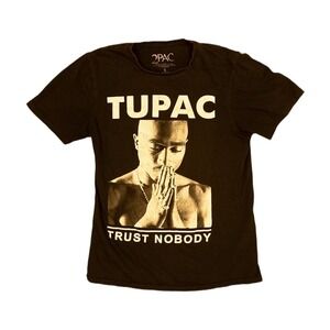 2Pac Graphic T-Shirt Mens Size S Black Good Trust Nobody Rap Tee Streetwear